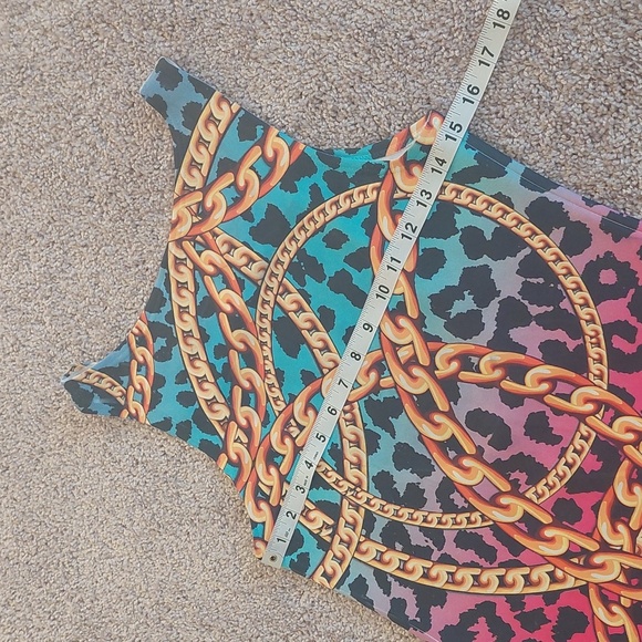 CHESLEY multicolor animal print chain bodycon dress NWOT - Picture 7 of 8